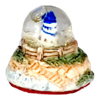 Dollhouse Miniature Water Globe, Lighthouse, Blue